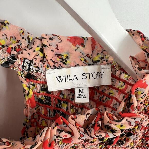 Willa Story Smocked Long Sleeve Blouse Top Geometric Print Women’s Size Medium‎ - Picture 8 of 9